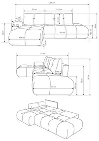Rozkladacia rohová čalúnená sedacia súprava s úložným priestorom v tvare L ALMADA ľavá svetlo-béžová