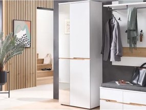 Predsieňová šatníková skriňa so zrkadlom emphis, 65 cm, biela/dub artisan%