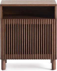 Tmavohnedý nočný stolík v dekore orecha s poličkami Beyla – Kave Home