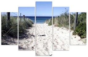 Obraz na plátně pětidílný Písečná tráva na mořské pláži - 200x100 cm