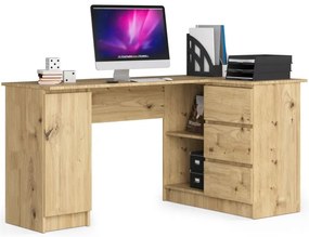 Rohový kancelársky stôl B20 155 cm pravostranný, dub artisan