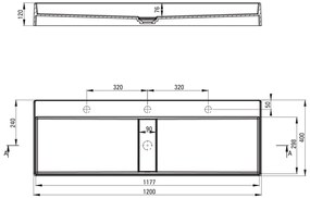 Deante Blur, granitové umývadlo na dosku 1200x400x120 mm, biela, DEA-CQB_AU2S