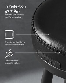 Kolekcia VASAGLE EKHO - Sada 2 ks barových stoličiek, otočné s operadlom, 76 cm, čierne