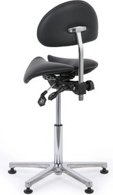 Pracovná stolička s operadlom ARDO, sedadlo v tvare sedla, s klzákmi, čierna