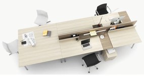 PLAN Kancelársky písací stôl DOUBLE LAYERS, posuvná vrchná doska, s prepážkami, dub prírodný/dub morený