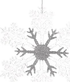 Súprava vianočná dekorácia Vločka, 4 ks, biela, 23 x 1 x 26 cm