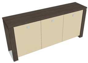 Nízka skriňa Verno+ S 200 x 46 x 90 cm, sklenené dvere, dub antracit / vanilka