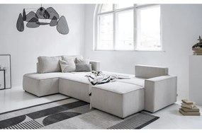 Biela menčestrová rozkladacia rohová pohovka (ľavý roh/do tvaru "U") Brave Dave – Miuform