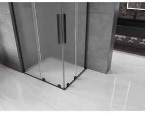 Mexen Velar L Duo, sprchový kút s posuvnými dverami 100 x 90 cm, 8mm sklo námraza, čierna matná, 871-100-090-02-33-70