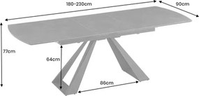 Rozkladací jedálenský stôl 40648 180/230 x 90cm Anthracite Ceramik  - Komfort-nábytok