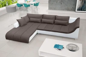 LOFT rohová sedacia súprava, Ľavá, biela/hnedá (soft 17/inari 27)