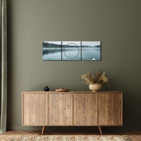 Obraz - ľadové severské jazero (s hodinami) (90x30 cm)