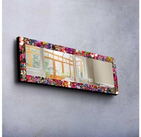 Nástenné zrkadlo 120x40 cm borovica/kvety