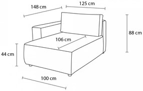 Modrý menčestrový modul pohovky (ľavý roh) Nihad modular – Bobochic Paris