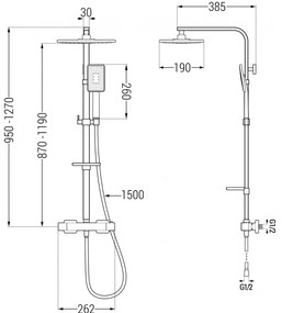 Mexen - CQ54 sprchový set s termostatickou batériou Cube, čierna, 772505495-71