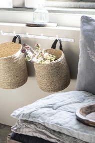 IB LAURSEN Jutový košík Black Strap Round Vysoký