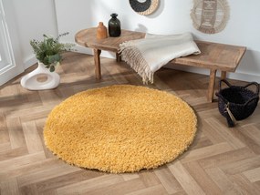 My Flair, Kusový koberec My Shaggy goldgelb kruh, 120x120 (priemer) kruh, žltá, chodba / predsieň