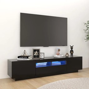 TV skrinka s LED svetlami čierna 180x35x40 cm