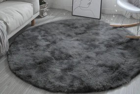 Protišmykový koberec SHAGGY ombré, sivý kruh
