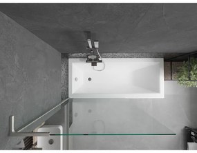Mexen Next L, 1-krídlová vaňová zástena 100 x 150 cm, transparent, 6mm číre sklo, profil brúsená oceľ, 895-100-000-03-00-97
