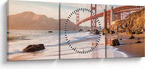 Obraz - Golden Gate Bridge (s hodinami) (90x30 cm)