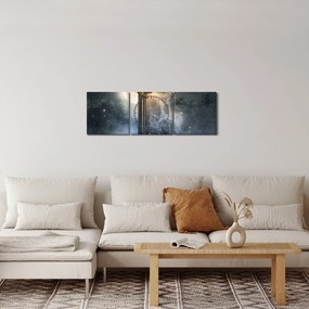 Obraz - Magické zrkadlo (s hodinami) (90x30 cm)