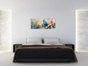 Obraz - Maľba kvetov a motýľov (120x50 cm)