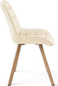Dekorstudio Zamatová jedálenská stolička SORIA – svetlobéžová s nohami v dekore duba Počet stoličiek: 1ks