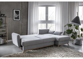 Svetlosivá rozkladacia/s úložným priestorom rohová pohovka (pravý roh/s leňoškou) Scandic Lagom – Miuform