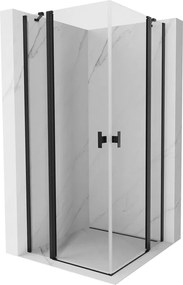 Mexen, Mexen Mist Duo výklopný sprchový kút 80 x 80 cm, priehľadný, čierny - 8A4-080-080-70-00