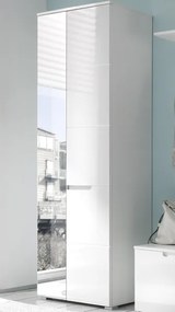 Skriňa so zrkadlom Spice, lesklá biela