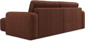 Menčestrová rozkladacia/s úložným priestorom rohová pohovka v terakotovej farbe (pravý roh/s leňoškou) Kona – Makamii