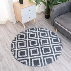 Protišmykový koberec DECOR čierny / biely kruh