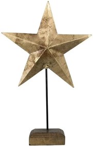 Dekorácie zlatá kovová hviezda na podstavci - 27cm