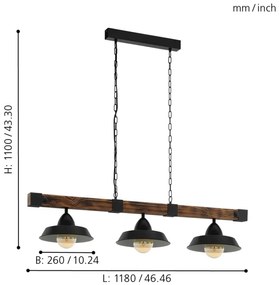 Eglo 44086 - Luster na reťazi OLDBURY 3xE27/60W/230V