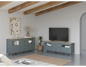TV stolík sivozelený z borovicového dreva 180x59x40 cm Misti – Marckeric