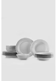 18-dielna jedálenská súprava, biela, porcelánová