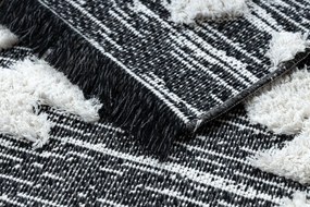 Ekologický koberec MOROC 22319 EKO SIZAL Cik - cak, strapce, z recyklovanej bavlny, béžovo - sivý