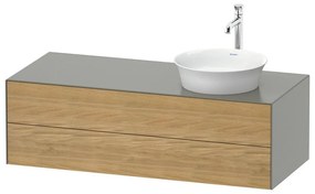 DURAVIT White Tulip závesná skrinka pod umývadlo na dosku vpravo, 2 zásuvky, 1300 x 550 x 408 mm, dub prírodný masív/kameňovo šedá matná, WT4987RH592