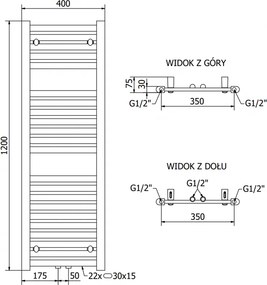 Mexen Hades, vykurovacie teleso 1200x400 mm, 465 W, antracitová, W104-1200-400-00-66