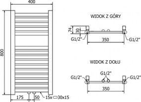Mexen Hades, vykurovacie teleso 800x400 mm, 249 W, zlatá lesklá, W104-0800-400-00-50