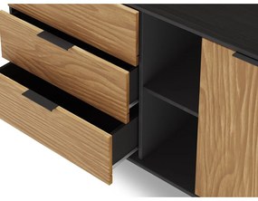 Čierna/prírodná nízka komoda z borovicového dreva 165x80 cm Lavis – Marckeric