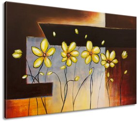 Gario Ručne maľovaný obraz Žlté kvietky Rozmery: 70 x 100 cm