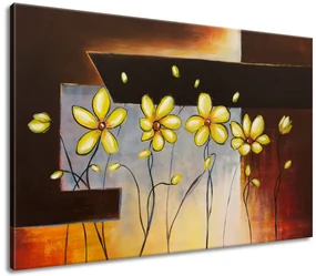 Gario Ručne maľovaný obraz Žlté kvietky Rozmery: 120 x 80 cm