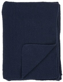 Tmavomodrá deka z recyklovanej bavlny 130x170 cm Santos – House Nordic