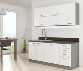Dizajnová kuchyňa Bianka 180 cm - sivá / biely lesk
