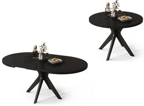 RENZO Čierny - OKRÚHLY STÔL Ø110 ROZKLADACÍ DO 180 cm | DO KUCHYNE JEDÁLNE OBÝVAČKY RETRO