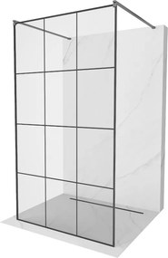 Mexen Kioto, sprchová zástena Walk-In 100 x 200 cm, 8mm číre sklo čierny vzor, grafitový profil, 800-100-002-95-77