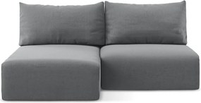 Sivá zamatová rozkladacia/s úložným priestorom rohová pohovka (ľavý roh/s leňoškou) Kalena – Makamii