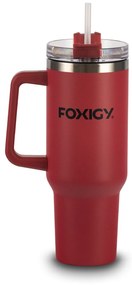 Foxigy Termohrnček do auta so slamkou 1200 ml Burgundy